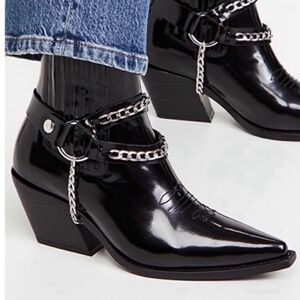 Anine Bing Harris Leather Western Harness Chelsea Boots Size 40 (9.5) GUC